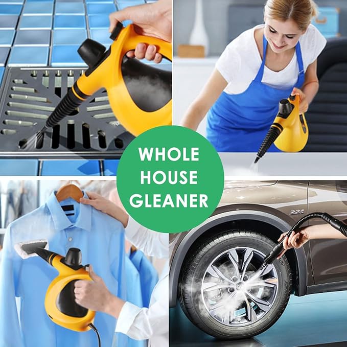 Handheld Pressurized Multi-Surface Steam Cleaner Ease of Cleaning 100% Chemical-Free Steam Cleaner for Home with 11pcs Accessories Portable Steamer for Deep Cleaning Tile Grout Window CouchCar
