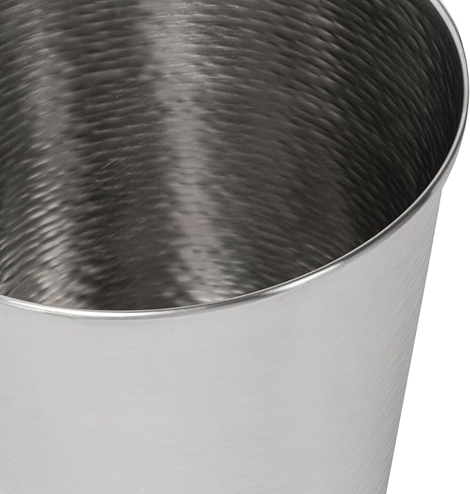 happimess HPM1112E Remi Modern Classic Textured Steel 2-Gallon Wastebasket for Home Bathroom Living Room Office Bedroom Kitchen Polished Steel