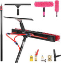 18FT Solar Panel Cleaning Brush &amp Squeegee Kit Proffesional Window Washing Tool 22in Wide Brush &amp 2 Dusting Brush Water Fed Pole Extendable Telescopic Pole for Roof Mounted Solar Panels