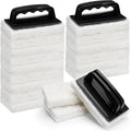 Maxdot 18 Pcs Handled Bath Scrubber Set 15 Bathroom Scouring Pad 3 Bathtub Scrubber with Handle Non Scratch Soap Scum Remover for Cleaning Sink Shower Tile Swimming Pool Step Corner (Black and White)