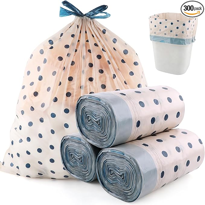 300 Count 3 Gallon Small Trash Bags1Mil Drawstring Mini Garbage BagsPlastic Trash Can Liners for Bathroom Accessories12 LiterDorm Room EssentialsOfficeBedroom