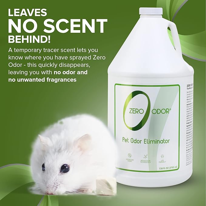 Zero Odor - Pet Odor Eliminator for strong odor Eliminate Air &amp Surface Odors – Patented Molecular Technology Best For Carpet Furniture Beds Smell Great Again (128 Ounces)
