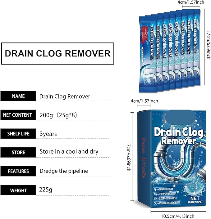 Plumbing Drain Cleaner Powder - Unclog Drains Dissolve Grease Hair &amp Blockages Eliminate Odors Sink &amp Pipe Deodorizer(1PCS)