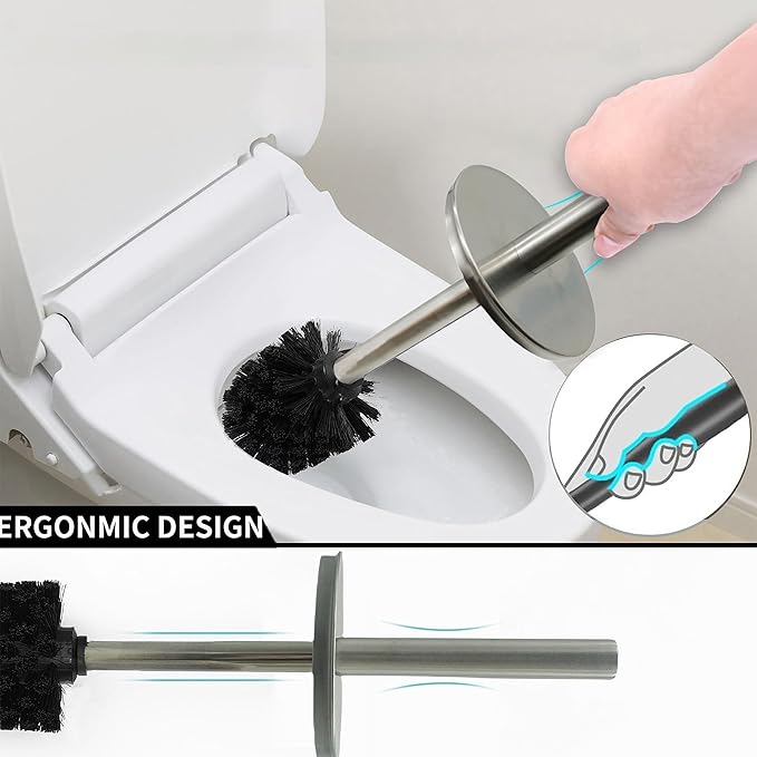 Vince Camuto Toilet Bowl Brush with Holder Durable Bathroom Cleaning Tool Modern Design for Easy Toilet Maintenance Bathroom Cleaner Brush for Efficient Cleaning and Hygiene