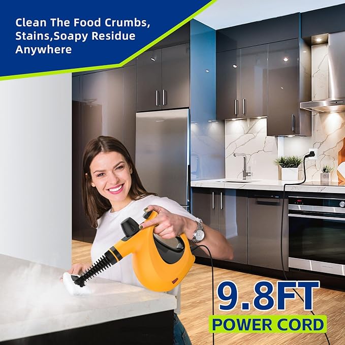 Handheld Pressurized Multi-Surface Steam Cleaner Ease of Cleaning 100% Chemical-Free Steam Cleaner for Home with 11pcs Accessories Portable Steamer for Deep Cleaning Tile Grout Window CouchCar