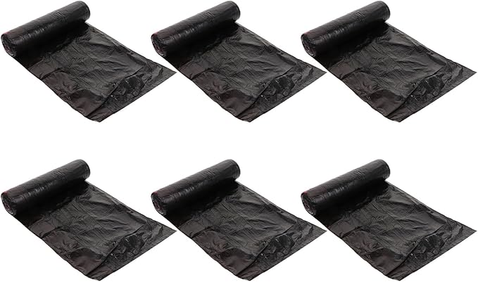 HANABASS 10 Packs 150pcs Black Plastic Rubbish Bags with Drawstring Household Waste Organizer Trash Bags for Kitchen and Bathroom Use