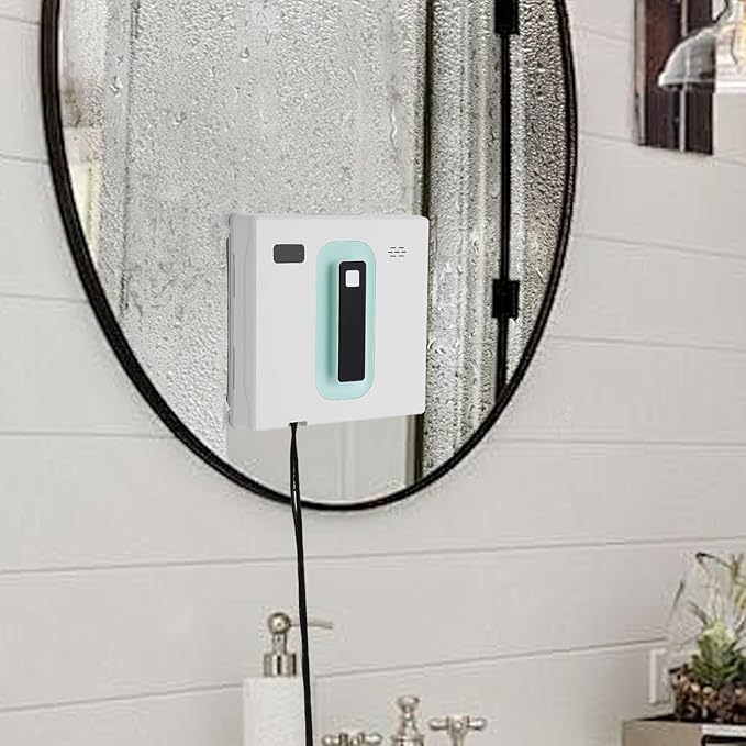 LYNICESHOP Automatic Window Cleaner Robot with Dual Spray2500Pa Smart Glass Cleaner APP/Remote Control 297lbs Safety Rope and 16.4ft Cable for High-Rise Windows HomeOffice (White + Light Green)