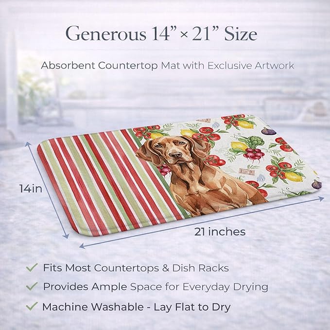 Caroline's Treasures Liver Pointer Vegetables Dish Drying Mat Absorbent Dish Drying Mat Pad for Kitchen Counter Dish Drainer Mat for Countertop 14 x 21 Multicolor