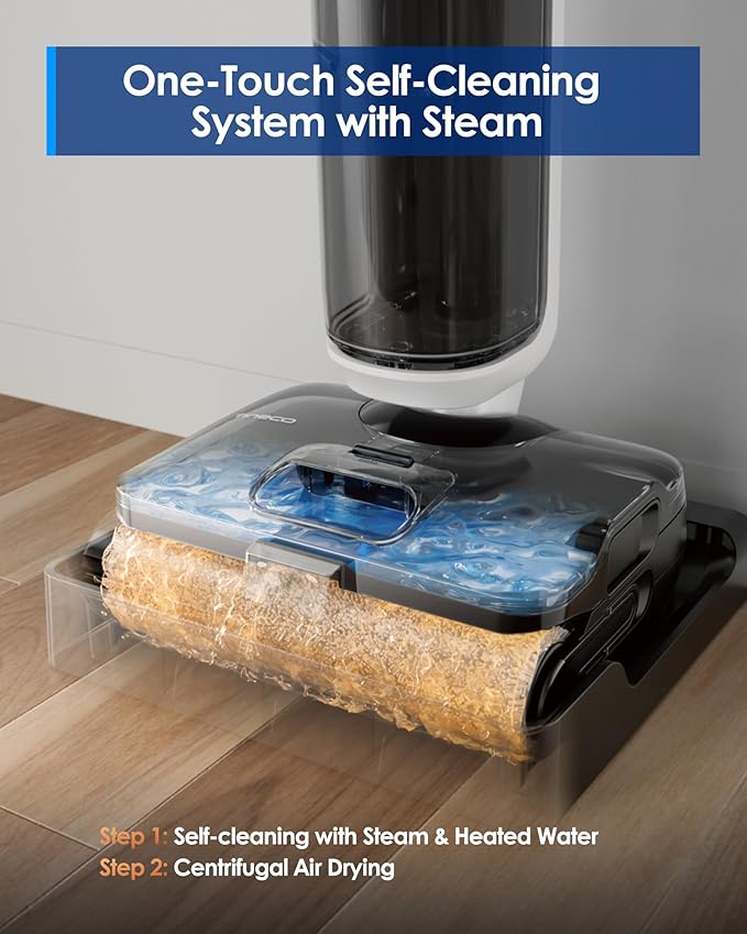 Tineco Corded 3-in-1 Wet Dry Vacuum Mop with Steam Function FLOOR ONE S6 Stretch Steam Tineco BoostSteam 320℉ High-temp Steam Cleaning 180° Lay-Flat Anti-Tangle Design One-Touch Self-Cleaning
