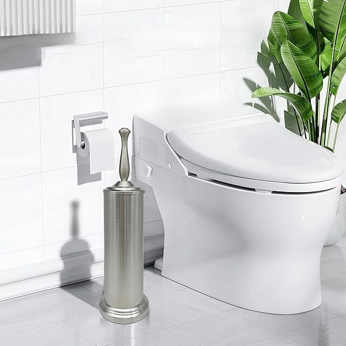 Brushed Nickel Toilet Bowl Brush with Holder Durable Bathroom Cleaning Tool Modern Design for Easy Toilet Maintenance Bathroom Cleaner Brush for Efficient Cleaning and Hygiene