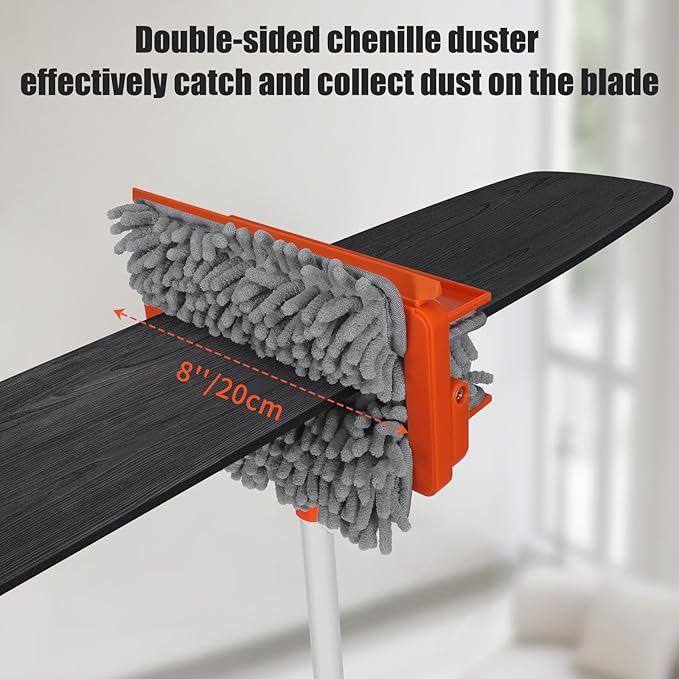 Qaestfy Ceiling Fan Cleaner Duster with 62.5‘’ Extendable Long Handle Ceiling Fan Blade Cleaning Tool Reusable Chenille &amp Microfiber Mop Head for Dusting Ceiling Fan Baseboard Wall Floor