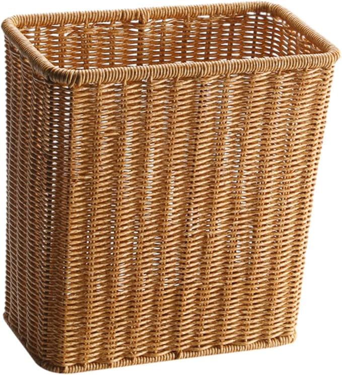Yajuyi Trash Can Storage Basket Wastebasket Garbage Bin for Office Home Living Room Toilet Light Brown