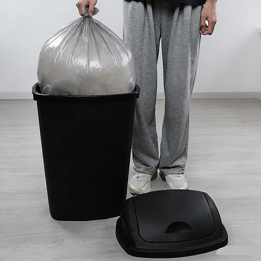 Kitchen Trash Can 13 Gallon with Swing Lid Plastic Garbage Can Waste Bin Recycle Bin and Waste Basket for Home Office Garage Patio Restaurant (Black 4 Pack)