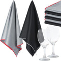 VitalCozy 6 Pcs Wine Glass Polishing Cloths Large Microfiber Cleaning Cloths 25 x 20 Inch Lintless Towels for Drying Wine Glasses Cleaning Window Stemware Dishes Glassware (Black Gray)