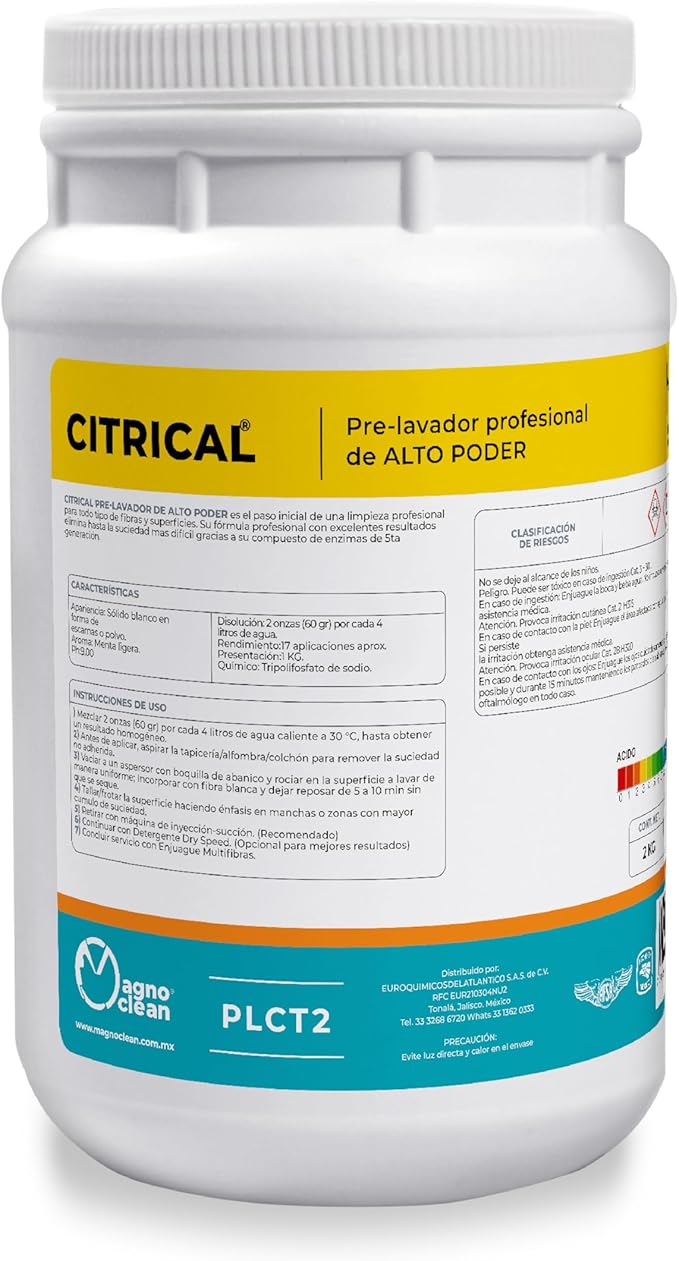 CITRICAL Magno Clean 2kg | Professional High Power Powder Prewash | Upholstery Carpets &amp Mattresses | Removal of Difficult Stains