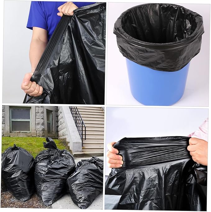 50pcs Extra Large Black Contractor Trash Bags 80x100cm Heavy Duty Garbage Bags for Outdoor Gardening Office and Commercial Use Suitable for 100l Bins