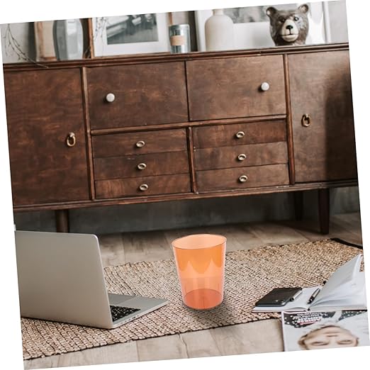 Modern Simple Orange Flower Bucket and Trash Can Medium Size Plastic Creative Storage Wastebasket for Home Office Bedroom Use