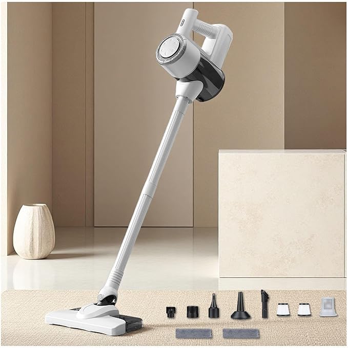 Lightweight and Versatile Aspiradora Y Trapeador Para Piso 18Kpa 35mins Runtime Rechargeable  Rechargeable Vacuum Cordless All in One Portable Vacuum for Hardwood Floor/Carpet/Pet Hair/Car White
