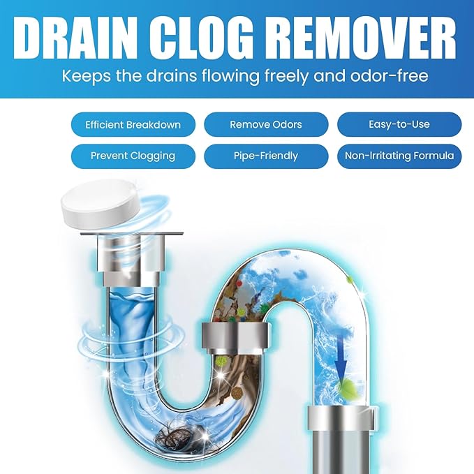 Drain Unclogging and Cleaning Tablets for Kitchen and Toilet - Dissolve Grease Hair &amp Waste Eliminate Odors(3PCS)
