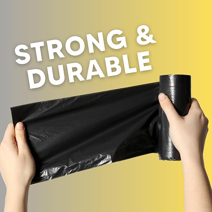The Original Poop Bags® 45 Gallon Trash Bags 100 Count – Heavy Duty Leak-Resistant Plant-Based Garbage Bags for Pet Kitchen &amp Commercial Use – Black