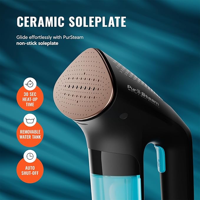 PurSteam SteamPulse Pro Handheld Steamer for Clothes Portable Handheld Fabric and Garment Travel Steamer Iron Press Wrinkle Remover with Fabric Brush (Pack of 3)