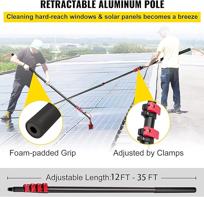 Water Fed Pole Kit Water Fed Brush Water Fed Cleaning System Cleaning Tool Outdoor Window Cleaner Solar Panel Cleaning Syste35FT/10.8M