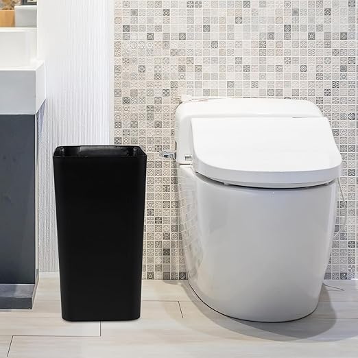 4.5 Gallon 3 Pack Rectangular Plastic Wastebasket Small Garbage Bin Slim Trash Can for Kitchen Bathroom Office Black