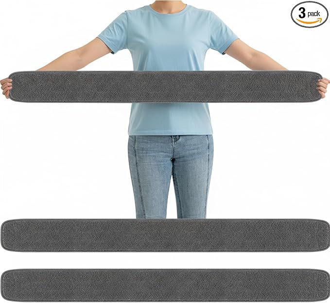 3 Pcs Large 48 Inch Commercial Replacement Microfiber Pads Reusable Wrestling Wet Mop Refill Pads for Flat Mop Frames Wet and Dry Use (Grey)