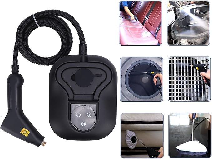 Steam Cleaner Portable Car Cleaning Steamer with 3 Brush Heads for Stovetop Wall Bathroom Kitchen Living Room Hard Floors Tiles (US Plug 110V)