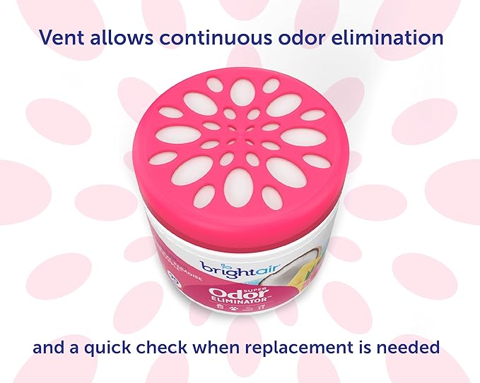 Bright Air 14 oz. Super Odor Eliminator For Medium-Size Spaces Tropical Paradise &amp Pineapple Scent Case of 6 Air Freshener Natural Essential Oils Lasts Up to 90 Days Each