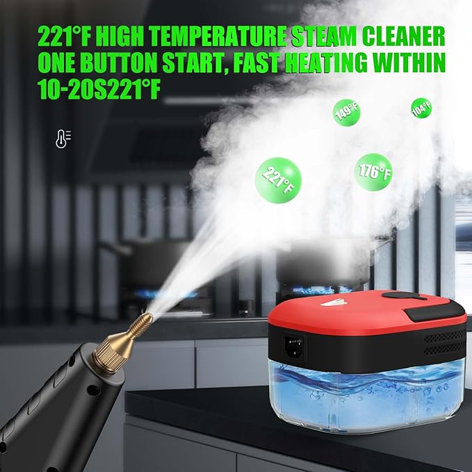 2500W Steam Cleaner for Home &amp Car 15s Heat-Up Handheld Steamer for Cleaning 1.2L Portable High Steam Cleaners 6-Level Steam Control with 14 pcs Accessories Kit for Car Floors Couches Grout