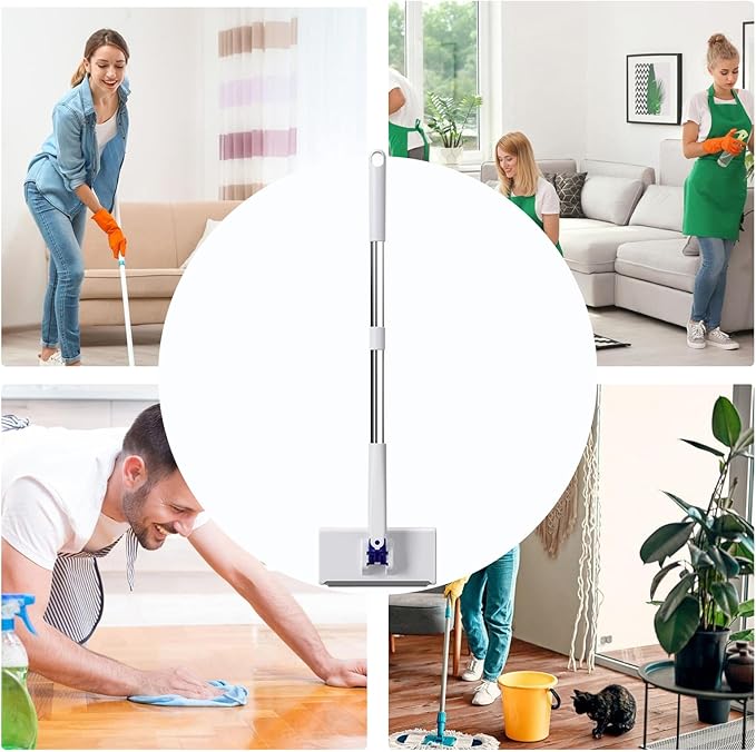 Floor Cleaning Dust Mop | Large 83x107cm Wet Dry Mop ABS Stainless Steel Handle Versatile Cleaner | Easy Use Durable Design | Doors Panes Walls Bathroom Toilet Hard-to-Reach Corners