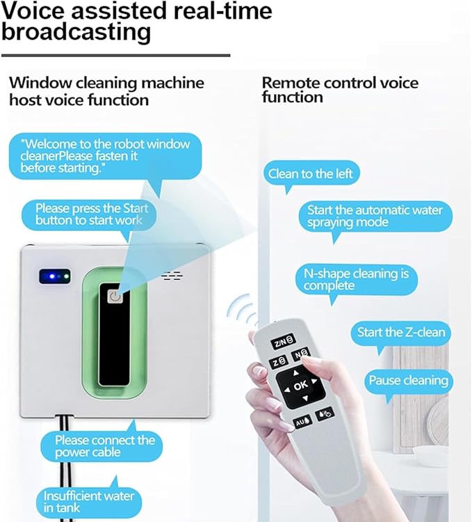 Window Cleaning Robot Intelligent Cleaning with Dual Water Spray Automatic Electric Window Cleaner Robot Square 2500Pa Suction Power Edge Detection Technology Remote Control
