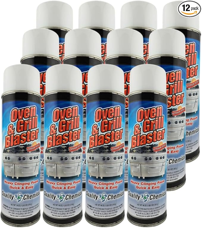 Quality Chemical Oven and Grill Blaster Heavy-Duty Oven Cleaner Grease and Carbon Remover - 18 oz Can (Pack of 12)