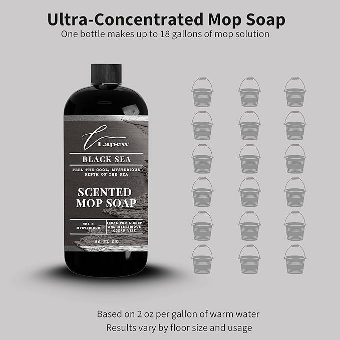Lapew Black Sea Scented Mop Soap - Luxury Floor Cleaner Concentrate for Mopping Tile Laminate Vinyl &amp Hardwood | Streak-Free Low-Foam | 36 oz