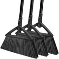 3PCS Heavy Duty Broom Broom for Sweeeping Indoor and Outdoor Angle Broom with Long Pole Outdoor Broom for Courtyard/Garages/Slidewalk Indoor Broom for Kitchen Lobby Cantee Black