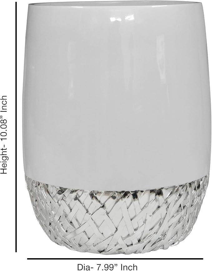 nu steel Bali Bathroom Wastebasket Bin Trash Can in Premium Resin and Chrome for Bathrooms &amp Vanity Spaces