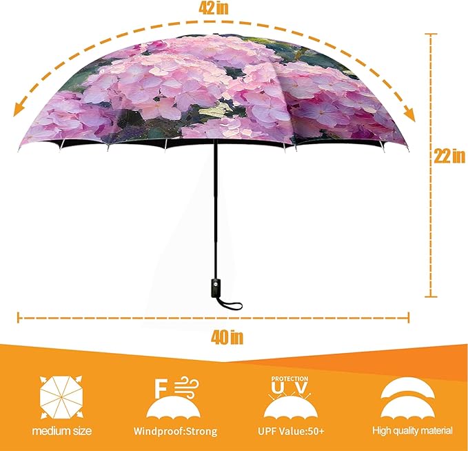 Small Compact Travel Automatic Folding Umbrella for Women Portable Lightweight Rain Wind UV Sun Shade