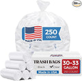 Fuxury 30-33 Gallon Trash Bags Medium Duty 250 Count Garbage Bags 32 x 38 Extra Large Clear Trash Bags 0.6 Mil Plastic Bags for Serious Garbage Cleanup Made in USA