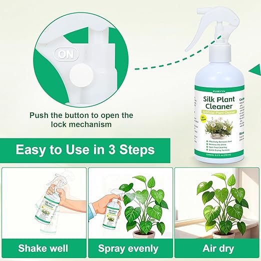 Silk Plant Cleaner Spray No Wipe Artificial Plant Cleaner for Fake Plants &amp Flowers Quick-Dry Dust Remover for Silk Flowers Restores Shine Spot-Free Cleaning Spray Fake Greenery Plant Clean