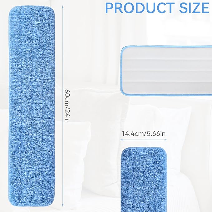 Replacement Microfiber Pad for Rubbermaid Commercial 24 Inch Mop Head - 8 Pack Wet &amp Dry Commercial Cleaning Refills Reusable Mop Refills Fit for Any Microfiber Flat Mop System 24