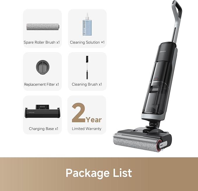 dreame H14 Cordless Vacuum Mop 180° Lie-Flat Wet Dry Vacuum cleaner 140°F Brush Washing Fast Hot Air Drying in 5Mins Smart Hard Floor Cleaner Machine with Powerful Suction Great for Sticky Messes