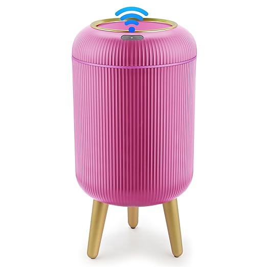 SUSLAS Trash Can with Motion Sensor Touchless Automatic Lid and Waterproof Design Smart Waste Bin for Bathroom Kitchen 2.6 Gallon Plastic White