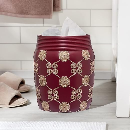 Zahari Home Decorative Trash Can for Bathroom Office &amp Bedroom - 2.1 Gallons Stylish &amp Small Trash Can for Dorms Desktop &amp Restroom - Chic Waste Basket for Compact Spaces Elegant Rose