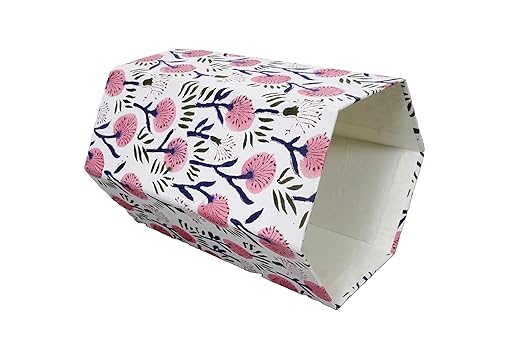 Handmade Cotton Paper Waste Basket Stylish Trash Can for Home or Office (1 Light Pink FLOWAR)