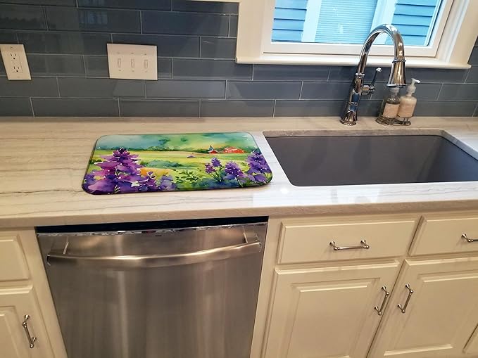 Caroline's Treasures DAC1688DDM New Jersey Violet in Watercolor Dish Drying Mat Absorbent Dish Drying Mat Pad for Kitchen Counter Dish Drainer Mat for Countertop 14 x 21 Multicolor