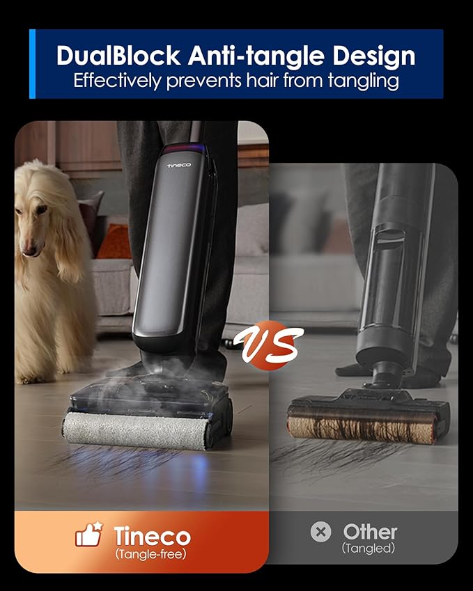 Tineco Floor One S9 Artist Steam Wet Dry Vacuum Cleaner High-Temp Steam Cleaning 22kPa Suction 360° SmoothDrive Anti-Tangle Design 185°F Flashdry Long Runtime 180° Lay-Flat
