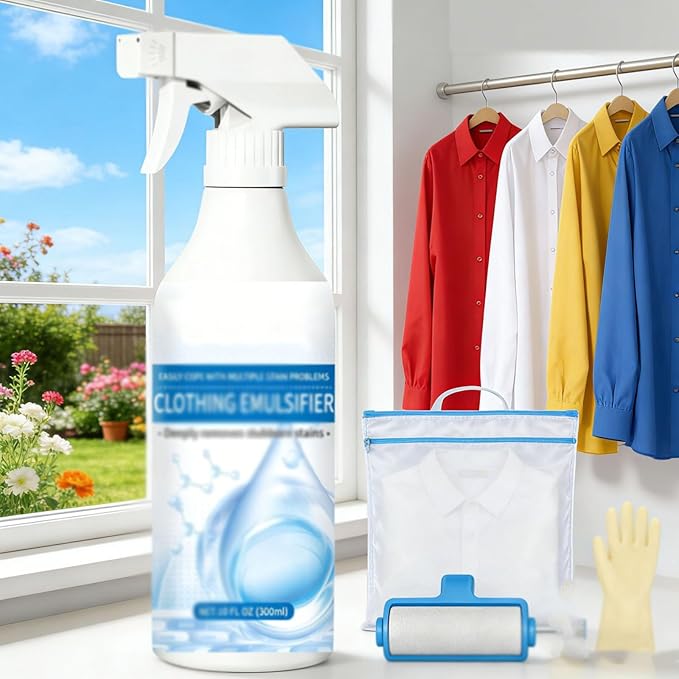 Clothing Emulsifier 2026 Upgrade Non Ionic Emulsifier Clothing Cleaner Powerful Stain Remover Clothes Dry Clean Spray Quick Clothings Cleaner for Home Office Travel &amp Daily Life (1pcs)