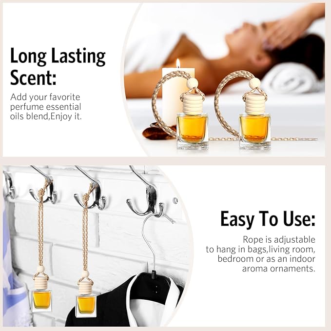 BBTO 100 Pcs Car Air Fresheners Diffuser with Wooden Cap Empty Aromatherapy Diffuser Clear Car Fragrance Holder Pendant Hanging Perfume Fresheners Bottles for Decor(CubeClear)