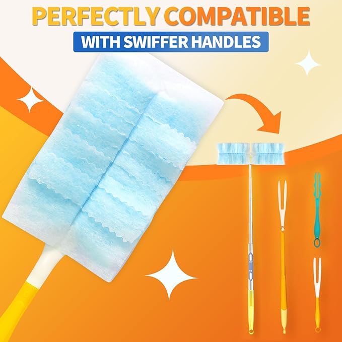 60 Count Electrostatic Duster Refills Compatible with Swiffer Duster Multi-Surface Dusting Refills Microfibre Dusters for Cleaning Unscented